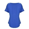 thumbnail image 6 of Women's Solid V Neck Buttoned Casual Short Sleeve T Shirt Top Fashion Front Medium Sleeve Womens Short Sleeved Athletic Tops Womens Top Extra Long Womens Foil Top Shirts Women Casual Womens Neck Long, 6 of 8