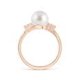 thumbnail image 2 of Angara South Sea Cultured Pearl Bypass Ring with Diamond Trio in 14K Rose Gold for Women | June Birthstone Jewelry for Her, 2 of 8