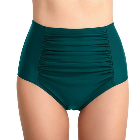 HYSYSB Thong Bathing Suit for Women bikini Bottoms for Women side Tie Bikini Bottom ruched Swim Bottoms women s Solid Corrugated High Waisted Lace Beach Swimming bikini Shorts Green L