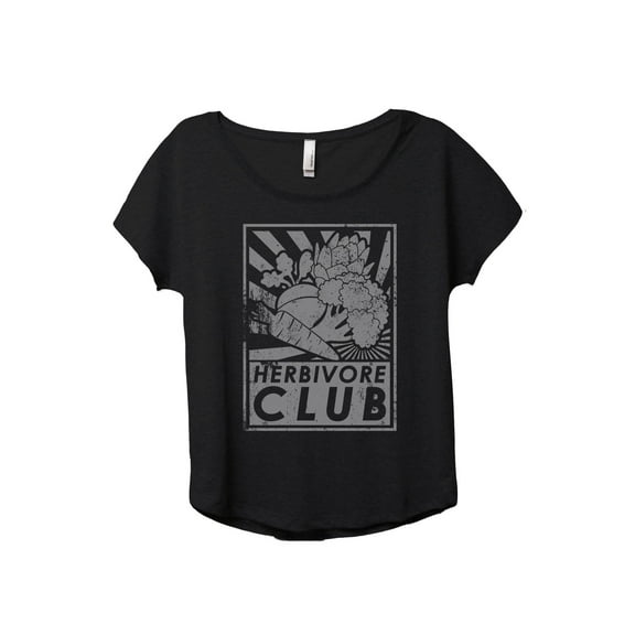 Herbivore Club Women's Fashion Slouchy Dolman T-Shirt Tee Heather Black Small