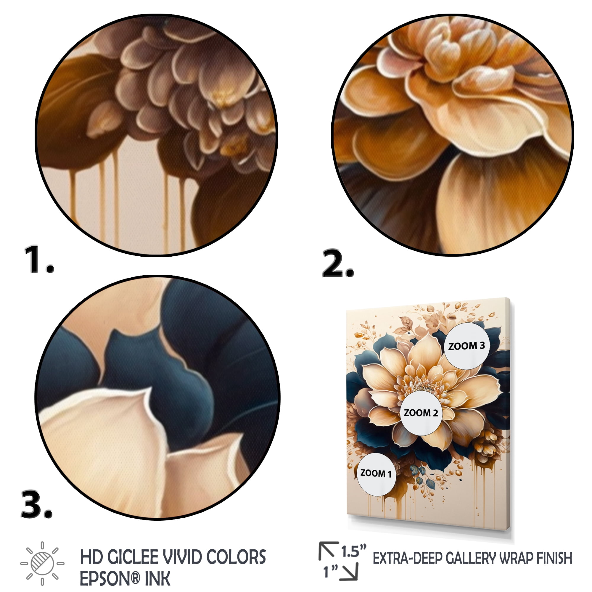 Designart Light Orange And Dark Blue Dhalia III Canvas Wall Art