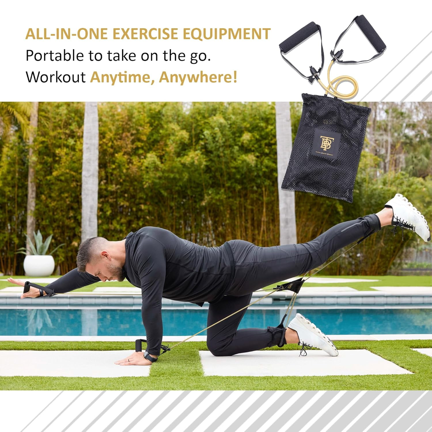 Total Body Band, 10 lbs, Light, Gold, Full Body Workout Band, Strength & Core Training