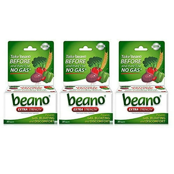 Beano Extra Strength, Gas Prevention & Digestive Enzyme Supplement, 30 Count, 3 Pack