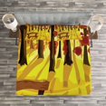 thumbnail image 3 of Ambesonne Forest Quilted Bedspread Set 3 Pcs, Cartoon Tree and Bench, King Size, Burnt Sienna Yellow, 3 of 3