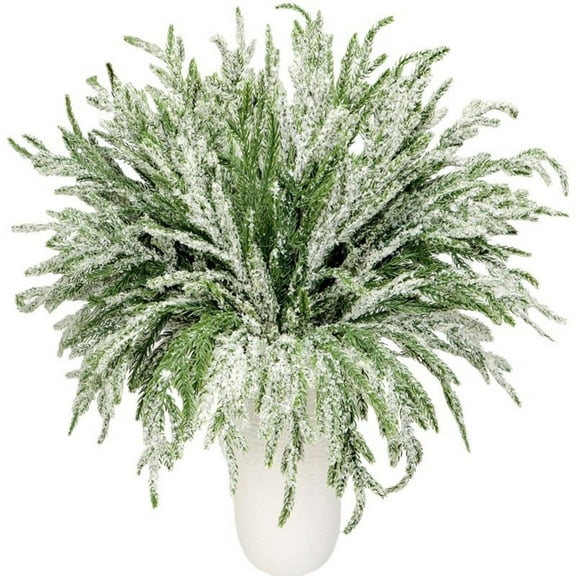 YIMWNYI Artificial Norfolk PineBranches, Christmas Decoration, Faux Green Plants, Versatile Indoor Outdoor Decor, Odorless DIY Arrangement, Snowflake Pine Branches