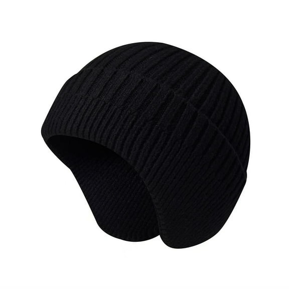 Jdlsppl Women's Winter Ear Beanie Cap Soft Winter Earflap Hat Ear Flaps Warm Head Covers Knit Thick Casual Black One Size