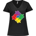 thumbnail image 3 of Inktastic Autism Awareness Month Puzzle Women's Plus Size V-Neck T-Shirt, 3 of 5