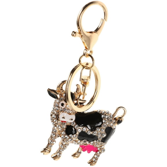 Masteelf 2 Pcs Keychain Set Unique Cow Design Shiny Bag Charm Pendant Accessories for Keys and Bags