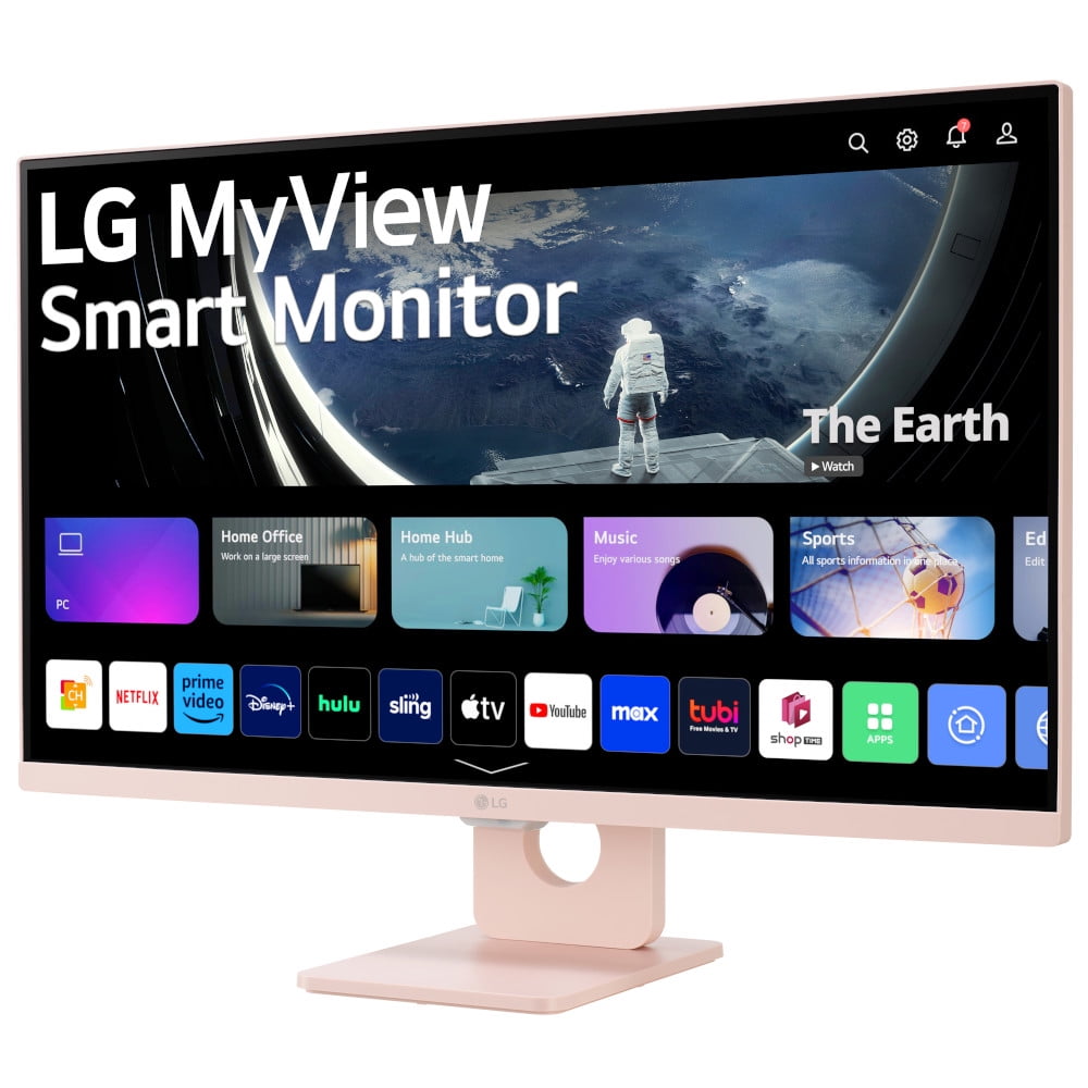 LG 27" Monitor Full HD IPS MyView Smart Monitor with webOS and Built-in Speakers, Pink, 27SR50F-P