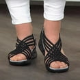 thumbnail image 5 of ZTTD Women's Fashion Casual Cross Strap Round Toe Sandals Elastic Band Slip On Shoes Black, 5 of 6