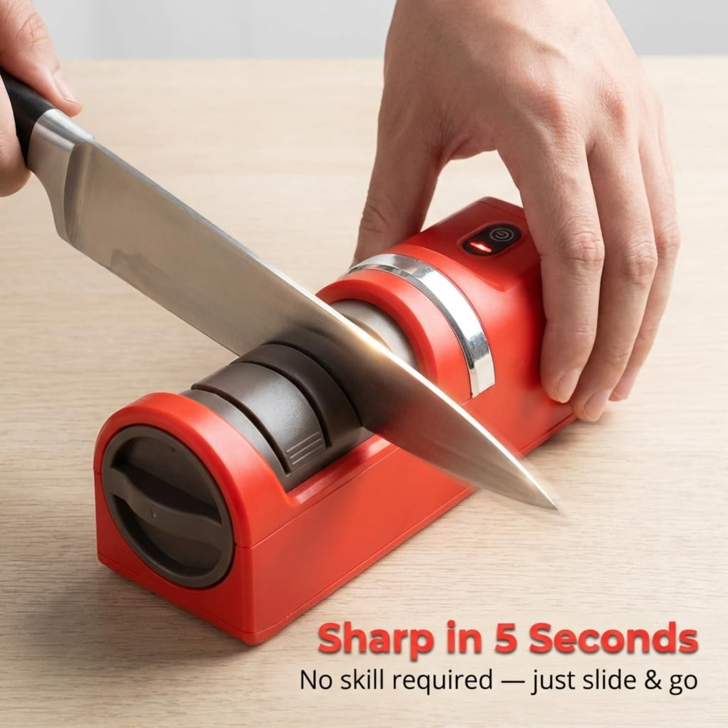Electric Knife Sharpener for Kitchen Knives – Cordless Rechargeable Professional Sharpening Tool, Automatic Sharpener with Grinding Wheel & Strong Suction Base