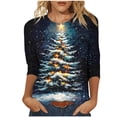 thumbnail image 3 of yoeyez Plus Size Christmas Shirts for Women 3/4 Length Sleeve Women Tops Funny Red Wine Glass Graphic Tshirts Blouses Holiday Xmas Tunic Tops, 3 of 6