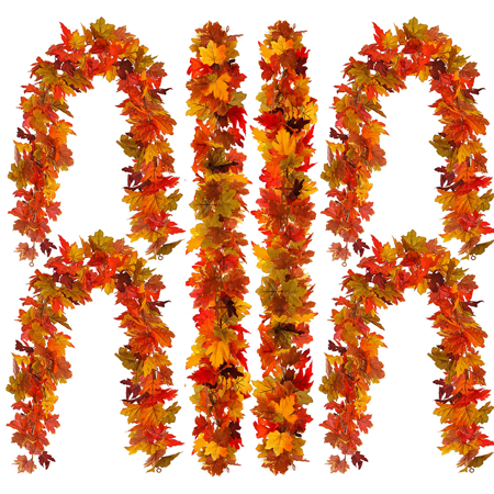 6PCS Fall Maple Leaves Garland, 5.6Ft Artificial Maple Leaf Autumn Garland Hanging Fall Vines Table Decorations Front Door Fall Decor Thanksgiving Decorations Decor Outside Indoor Decor
