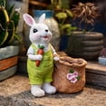 thumbnail image 4 of Eespoir Easter Bunny Resin Planter, Cute Pots with Carrot Floral Details, Indoor Outdoor Garden Decor for Succulents, Small Plants, Tabletop, Shelf, Spring Decoration(A), 4 of 4