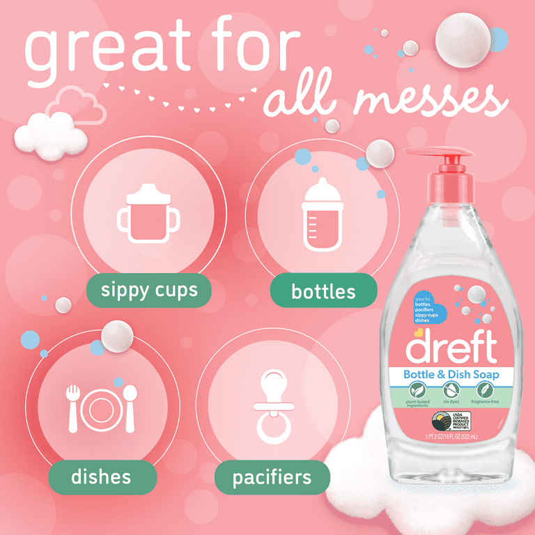 pack) Dreft Plant-Based Liquid Dish Soap and Dishwashing