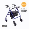 thumbnail image 2 of Andadera Ortopedica 2 En 1 Multifuncional Azul Marthing Andador y Asiento Con Ruedas y Frenos Andadera Plegable Para Adulto Mayor, Segura Comoda y Practica, Apoyo Silla Ruedas Todo Terreno Azul, 2 of 8