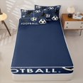thumbnail image 4 of Castle Fairy Eat Sleep Soccer Zipper Twin Comforter Sets with Fitted Sheet and 2 Pillowcases, Sport Theme Hexagon Zipper Bedding Set, Navy Black,4-Piece,Navy Blue Reversible, 4 of 6