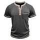thumbnail image 4 of Camisa de Manga Corta de los Hombres con Botón de Manga Raglan Bolsillo Cuello de Vuelta, Blusa Sólida Casual, 4 of 6