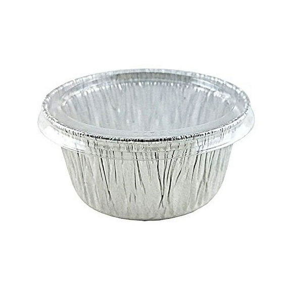 Handi-Foil 4 oz Aluminum Muffin Cupcake Ramekin Cups w/Clear Lid Disposable Tins (Pack of 50)