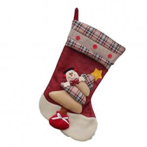 One Stocking Fancyleo Big Size Classic Plush 3D Christmas Stockings, 1 Pcs Set Classic Xmas Stocks for Decoration Kids Gift Santa Snowman Gift Bag ()