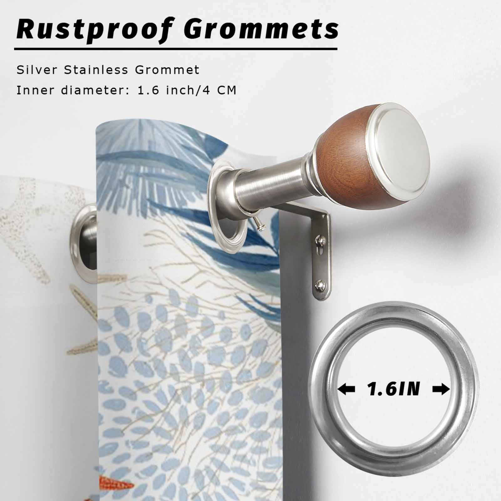 Ocean Anchors Outdoor Curtains for Patio, Orange Blue Summer Sea Corals Shells Starfish Sunshade Privacy Drapes Grommet Waterproof Outside Curtains for Porch/Cabana/Balcony 54"x 108", 1 Panel