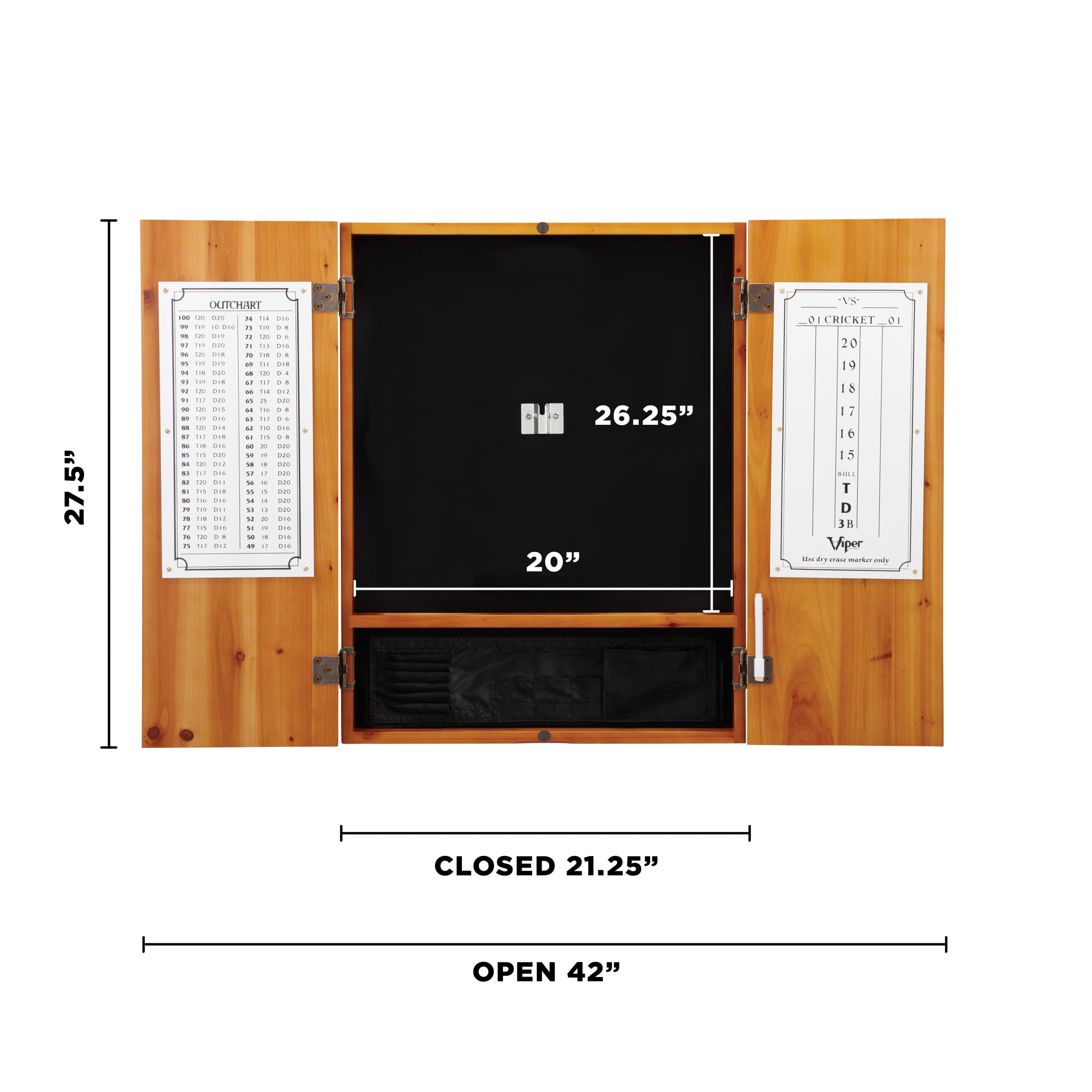 Viper Shot King Sisal Dartboard, Metropolitan Oak Cabinet & Shadow Buster Dartboard Lights