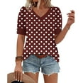 thumbnail image 5 of Ashirexll Hauts d'Été pour Femmes, T-Shirts à Manches Courtes Imprimés Col en V Mode Printemps Été, 5 of 5