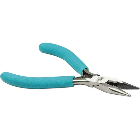 The Beadsmith Color-ID Chain Nose Plier - 5 inches (127mm) – Aqua Comfort Grip Handle – Polished Steel Head and Double-Leaf Spring - Tool for Jewelry Making