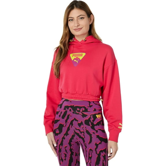 Puma Womens Ski Club Cropped Hoodie PNK-L