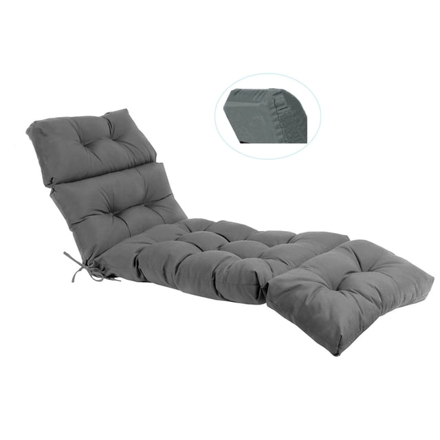 Outdoor Chaise Lounge Cushion Sunproof Waterproof Inlife Garden and Patio Rocking Chair Cushion, Deep Gray