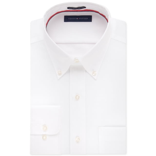 Camisa Tommy Hilfiger para hombre, no planchada, color blanco liso, corte regular