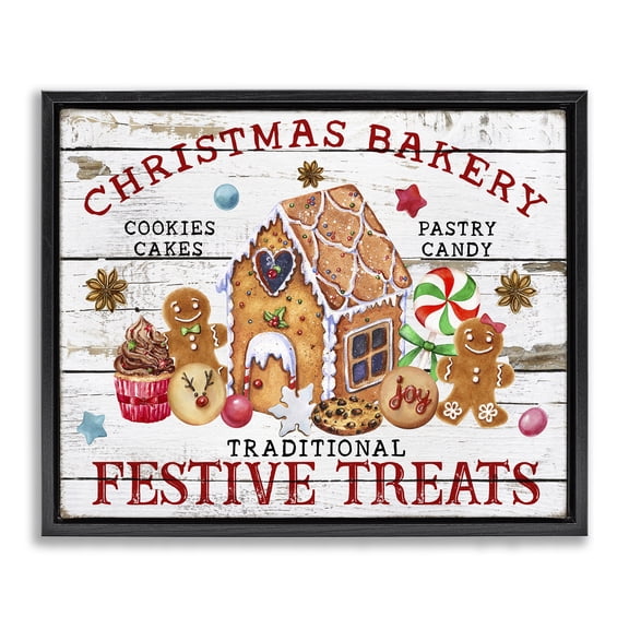 Stupell Industries Traditional Festive Treats Bakery Black Floating Frame Canvas Art, 21 x 17, by Creatif Belle