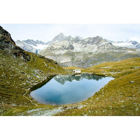 Canvas Print Hike Trail Switzerland Lake Swiss Alps Reflection Stretched Canvas 10 x