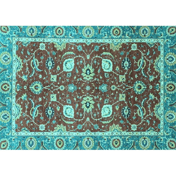Ahgly Company Indoor Rectangle Oriental Light Blue Traditional Area Rugs, 8' x 10'