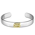 thumbnail image 1 of Alamode LO3629-6.75 Women Reverse Two-Tone White Metal Bangle with Top Grade Crystal in Clear - 6.75 in., 1 of 1