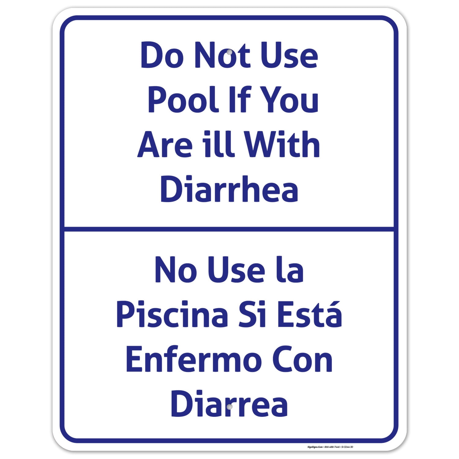 Do Not Use Pool If You Are Ill With Diarrhea Bilingual Sign, - Walmart.com