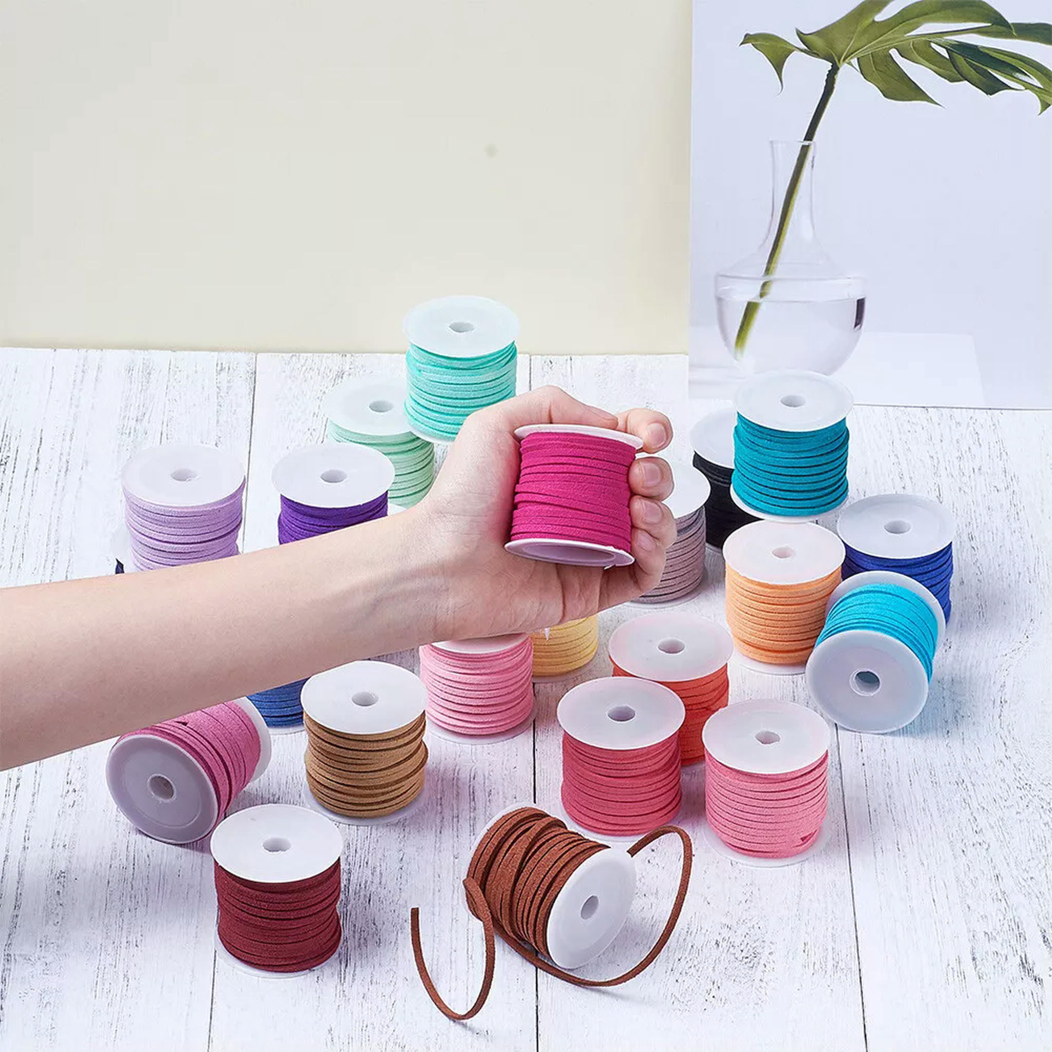 U8MO 25 Roll Faux Suede Lace Cord Beading jewelry Thread For Bracelet Making 3x1.5mm