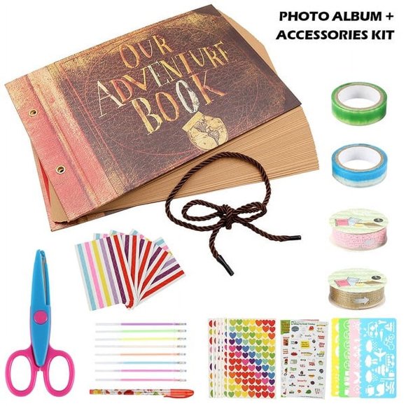 DIY Handmade Our Adventure Book Photo Album Scrapbook Album + Set Album Accessories, Retro Album, Wedding Photo Album, Anniversary