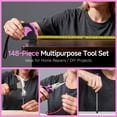 thumbnail image 6 of PULITUO 148-Piece Home Drill Set with 12V Pink Cordless Drill, Hand Tools, Tool Box, Ideal for Men, Women, and DIY Enthusiasts for Home Improvement, 6 of 9