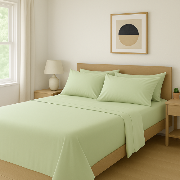 Comfy Bamboo World Series 90gsm 4pc Microfiber Bedsheets Sheet Set, Queen Size Bed, Sage Green