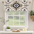 thumbnail image 2 of Boho Black Brown Curtain Valances for Windows, Kitchen Valance Window Treatments Panel 2 Pack, Vintage Southwestern Ethnic Geometric Rod Pocket Short Curtains for Bathroom Bedroom 60 x 18 Inch, 2 of 8