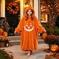 thumbnail image 5 of Krdevn Kids Pumpkin Face Onesie Pajamas, Thick Hooded Halloween Loungewear for Boys Girls Autumn Winter,5-7 Years, 5 of 6