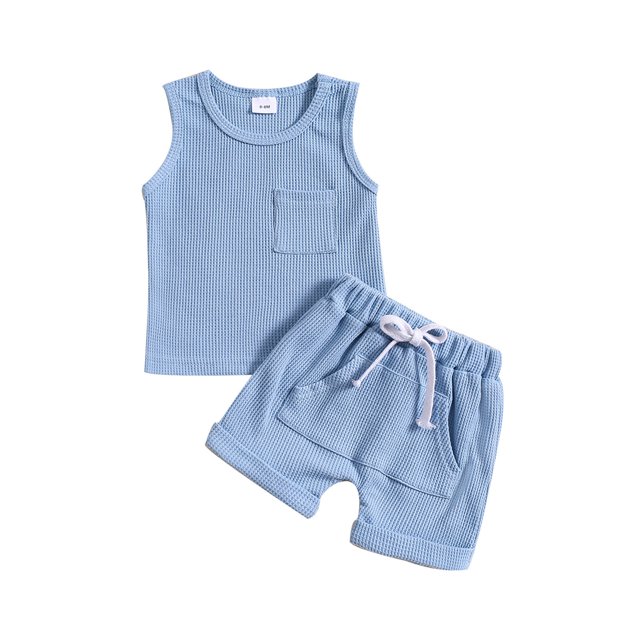 Birdeem Camisole pour Filles Mode Garçons Décontracté T-Shirts à Manches Courtes Col Rond Col Bouton Couleur Unie Ensembles de Shorts