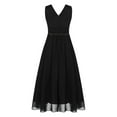 thumbnail image 4 of TiaoBug Kids Girls Sleeveless Chifon Wedding Dress Shiny V Neck Party Flower Girl Dresses Black 8, 4 of 7