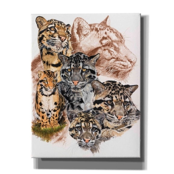 Epic Graffiti 'Clouded Leopard with Ghost Image' by Barbara Keith, Canvas Wall Art, 26"x34"