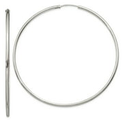 Sterling Silver 2 mm Large Endless Hoop Earrings 70x70 mm