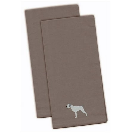 

German Wirehaired Pointer Gray Embroidered Kitchen Towel - Set of 2