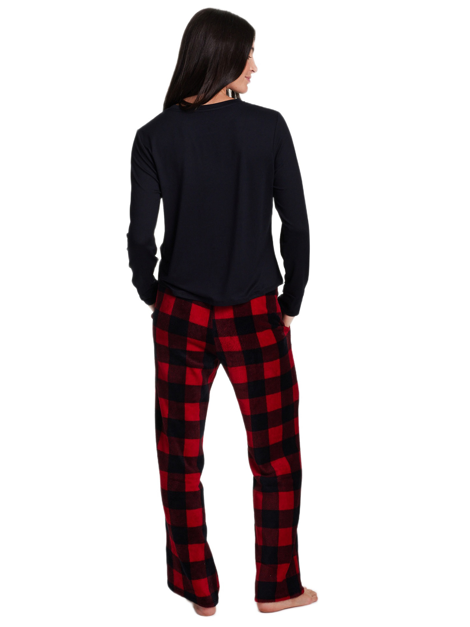 U.S. Polo Assn. Women's Holiday Giftable Long Sleeve Top and Plush Pant Pajama Sleep Set, 2-Piece, Sizes S-3X