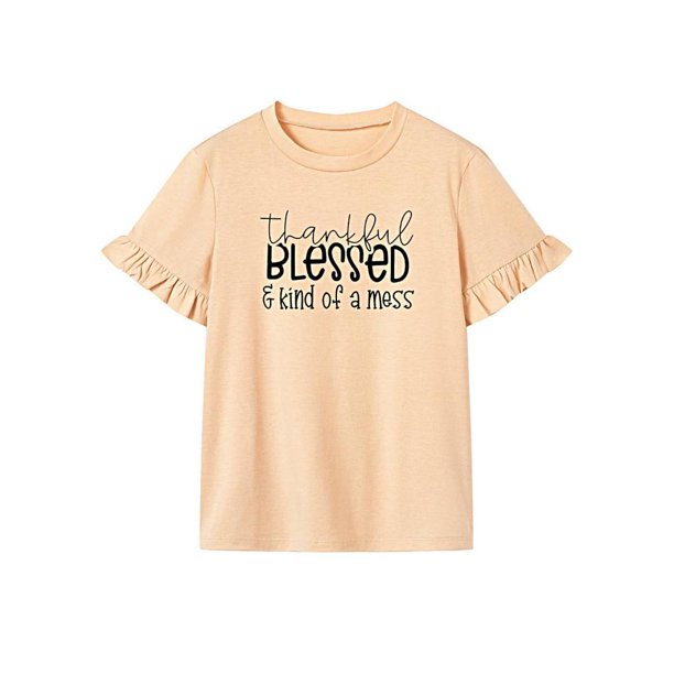 Camiseta de manga corta para mujer, camiseta con cuello redondo, para ir de trabajo, ir de compras SG