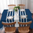 thumbnail image 3 of Navy Blue White Stripe Table Cloth Waterproof Tablecloths, Modern Rustic Vertical Striped Tablecloth Dining Table Cover for Kitchen Party Tabletop Outdoor, Rectangle Tablecloth 60x84 Inch, 3 of 9